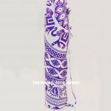 Purple Elephant Print Cotton Yoga Mat Bag Cover