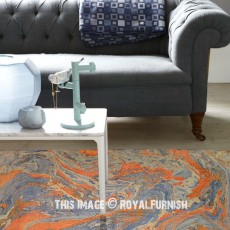 Multicolored Sea Wave Impression Print Cotton Area Rug 3 X 5 ft. 