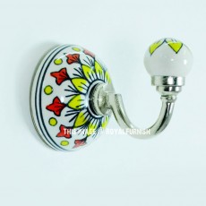 Colorful Red & Yellow Paint Art Decorative Ceramic Wall Hook