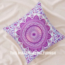 Pink Purple Bohochic Ombre Mandala Cotton Throw Pillow Case