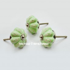 Indie Boho Decorative Round Ceramic Cabinet Knob Set of Two