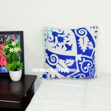 Decorative Blue Boho King Mandala Square Throw Pillow Cover 16X16 Inch