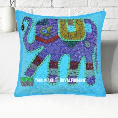 Turquoise Bohemian Indian Elephant Cushion Cover