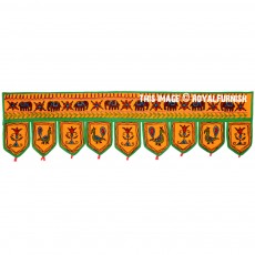 Yellow & Green Animal Embroidered Indian Toran Door Window Valance