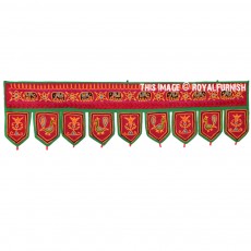 Maroon & Green Rajasthan Hand Embroidered Indian Toran Window Valance