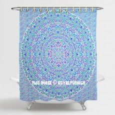 Blue White Multi Shrubs and Hedge Plants Theme Mandala Shower Curtain