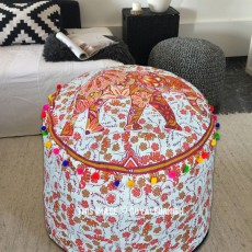 Brown Boho Elephant Pouf Ottoman Cover 22 x 14 Inch
