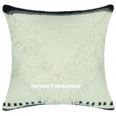White Southwestern Textured Shag Throw Pillow Cover 16X16 Inch