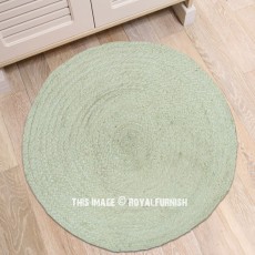 2 Feet Braided Ivory Round Jute Area Rug