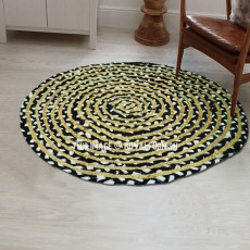 Black & White Sisal Jute Braided Rug