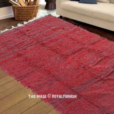 Maroon Solid Color Soft Cotton Chindi Area Rug 4X6 Ft. - 48X72 Inch