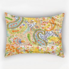 Beige Multicolored Paisley Bohemian One-Of-A-Kind Pillow Shams Set of Two