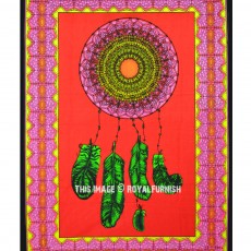 Red Green Boho Dreamcatcher Tapestry - Poster Size 30X40 Inch