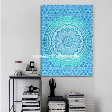 Sea Green Ombre Mandala Tapestry - Poster Size 30X45 Inch