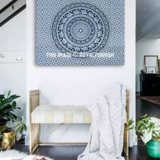 Black and White Elephant Medallion Mandala Tapestry - Poster Size 30X45 Inch