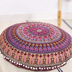 Pink Multi Peacock Mandala Floor Pillow Cover - 32 Inch