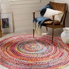 Bohemian Round Chindi Multi Braided Area Rug - 6 Ft. 