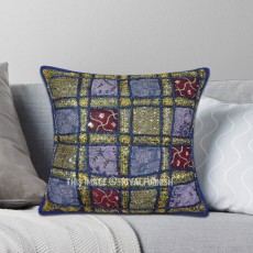 Decorative Blue Sequin Needlepoint Unique One-Of-A-Kind Pillow Cover