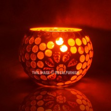 Mosaic Glass Votive Tea Light Candle Holder for Decoration