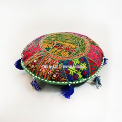 Green Round Small Kids Round Yoga Cushion Cover 17" Inch