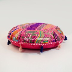 Gorgeous Pink 28" Inch Patchwork Round Yoga Floor Cushion Cover