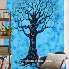 Tree Of Life Tapestries Wall Hangings Royal Furnish Turquoise Small Tie Dye Wild Tree Of Life Cotton Tapestry Wall Hanging