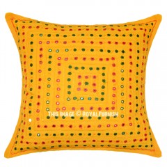 24" Yellow Large Hand Mirrored Embroidery Accent Throw Pillow Case