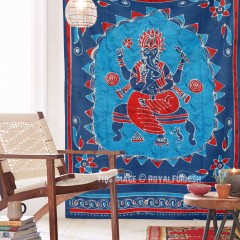Twin Gray Batik Ganesha Tapestry Wall Hanging