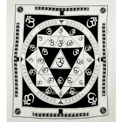 White & Black Om Zodiac Wall Tapestry, Indian Bedding