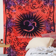 Red Multi OM AUM Tie Dye Wall Tapestry