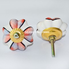 Floral Printed Ceramic Knobs, Set of 2