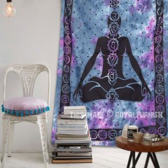 Small Blue Meditation Energy Chakra Tapestry Wall Hanging 