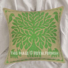 Green India Decorative Handmade Bohemian Family Tree Pillow Cover Sham