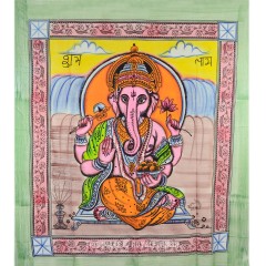 Colorful Hand Brush Ganesha Tapestry Wall Hanging