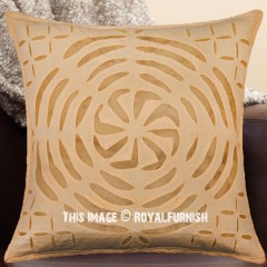 16" Beige Indian Decorative & Accent Cutwork Floral Pillow Case Sham