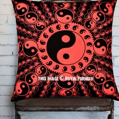 Red and Black Yin Yang Decorative Tie Dye Pillow Cover 16X16