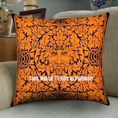 Orange Greenman Face Featuring Decorative Tie Dye Throw Pillow Cover 16X16
