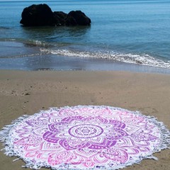Pink Geometric Ombre Cotton Thin Sheet Beach Towel Throw,Yoga Mat