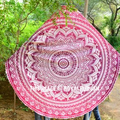 Multi Floral Ombre Circle Roundie Beach Towel Throw