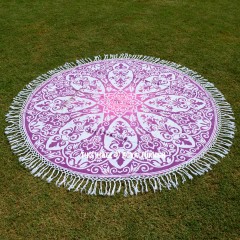 Pink Multi Royal Ombre Thin Sheet Mandala Roundie Beach Throw