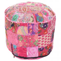 indiano rotondo patchwork ricamato pouf ottomano Bohemien indiano decorativo patchwork ottomano pouf Handmade Ottomen dimensioni 33 x 45,7 x 45,7 cm 