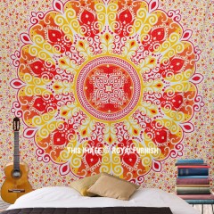 Large Yellow Zumba Floral Medallion Mandala Tapestry