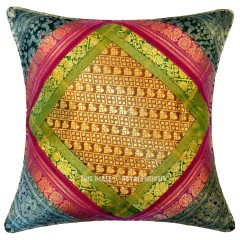 Vibrant Colorful Unique Decorative Boho Gypsy Style Silk Pillow Cover