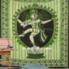 Green Multi Dancing Lord Shiva Nataraja Wall Hanging Tapestry