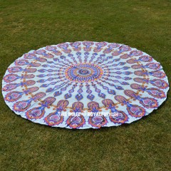 Colorful Fish Medallion Mandala Beach Roundie Throw