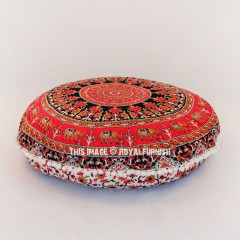 32" Inch Multi Elephant Bohemian Mandala Round Floor Pillow Cushion Cover