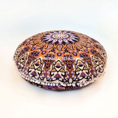 Purple & Brown 3 D Star Medallion Round Floor Pillow Cover 32 Inch