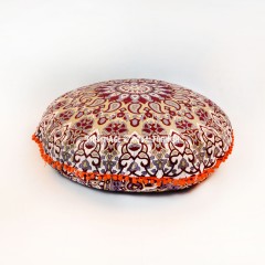 Maroon & Green Star Medallion Round Pillow Case 32 Inch