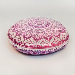 Pink Purple Classic Ombre Mandala Cotton Round Floor Pillow Cover