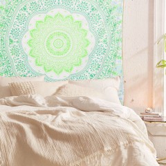 Green Folklorica Medallion Mandala Tapestry
